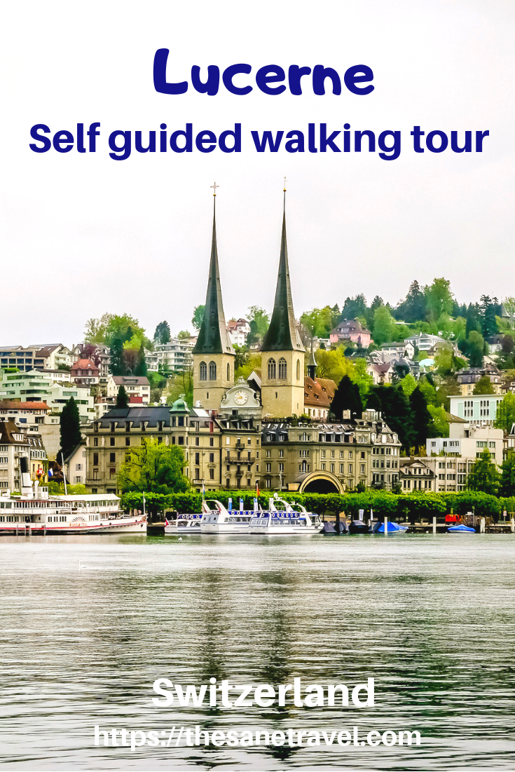 Lucerne in Switzerland also known by local German name as Luzern is a lively town. There are lots of things to do in Lucerne. With its location at the Lucerne lake city is an ideal starting point for boat trips or visiting nearby mountains. Want to explore Lucerne on your own?  Start your self-guided city walking tour from Lucerne train station! Here is how! #visitEurope #visitSwitzerland #visitLucerne #Luzern #travelblog #travelphotography #citywalk