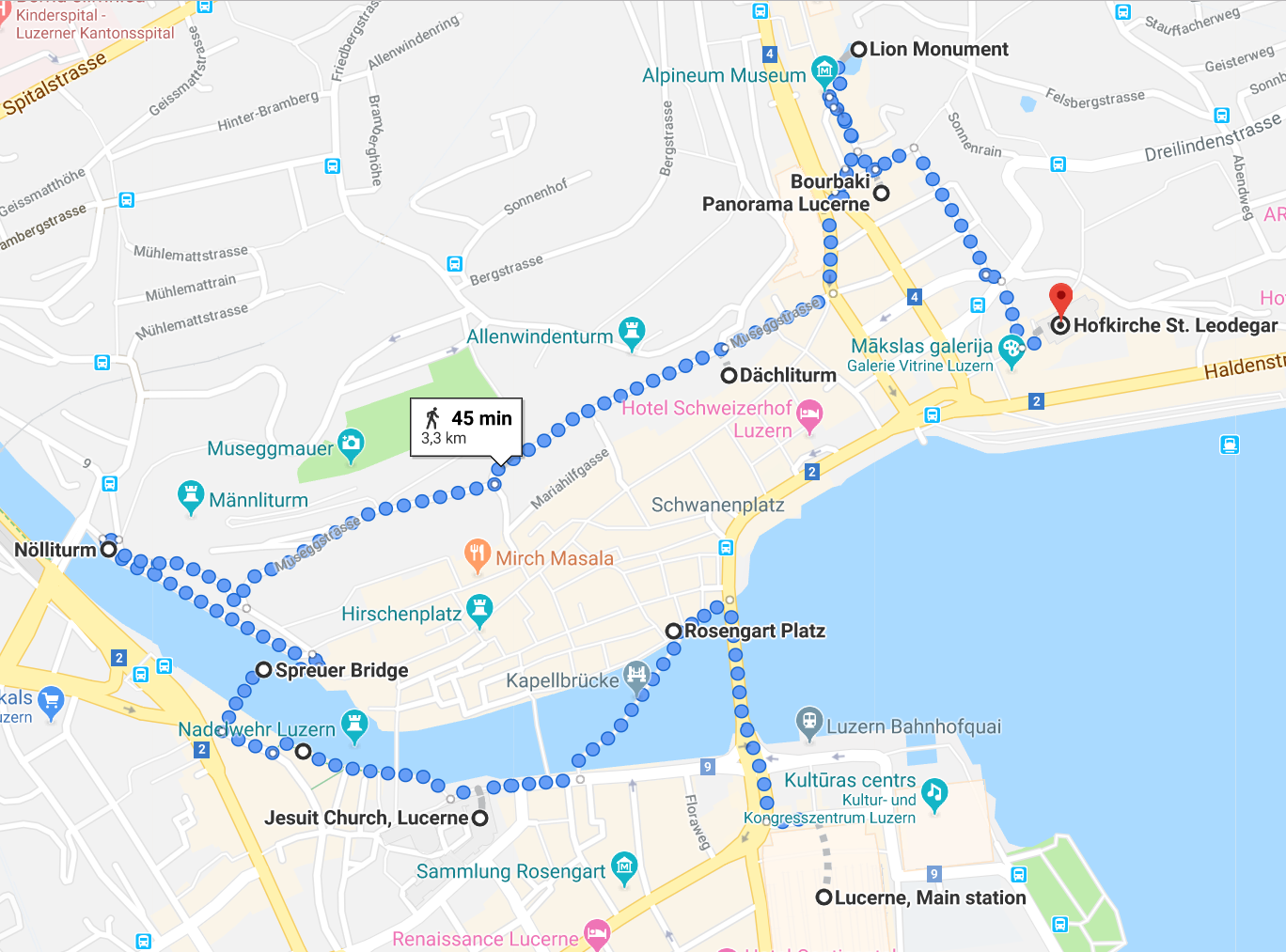 lucerne walking tour map